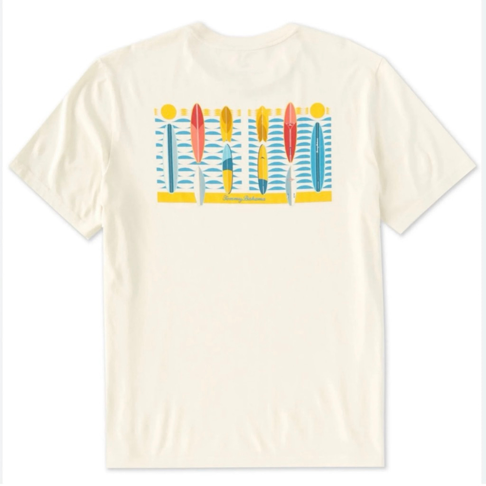 Tommy Bahama Retro Surfside Tee XL Off-White Multicolor NWT - Picture 4 of 4
